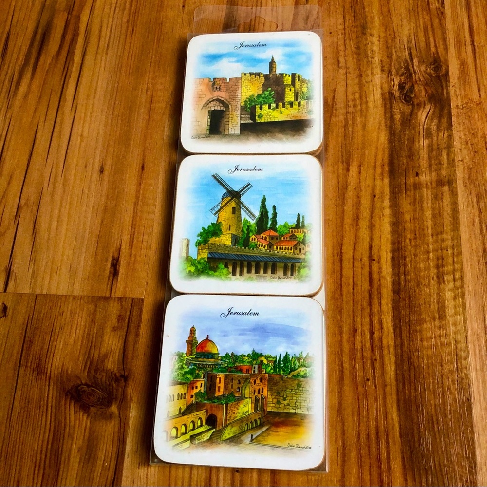 NEW JERUSALEM COASTER SET CORK (6 COASTERS)